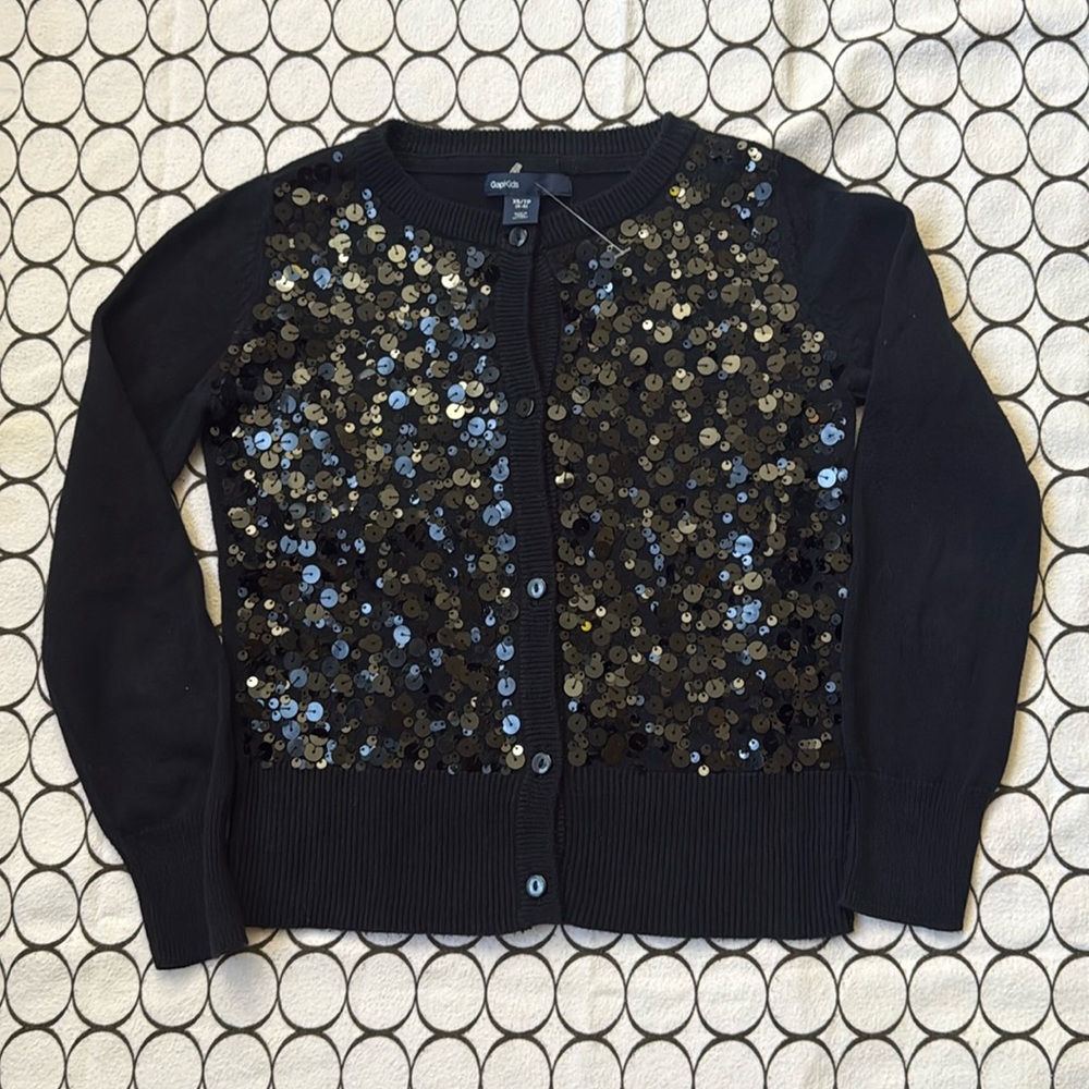 Sequin Embellished Kids Cardigan - Black